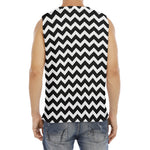 Black And White Chevron Pattern Print Men's Fitness Tank Top