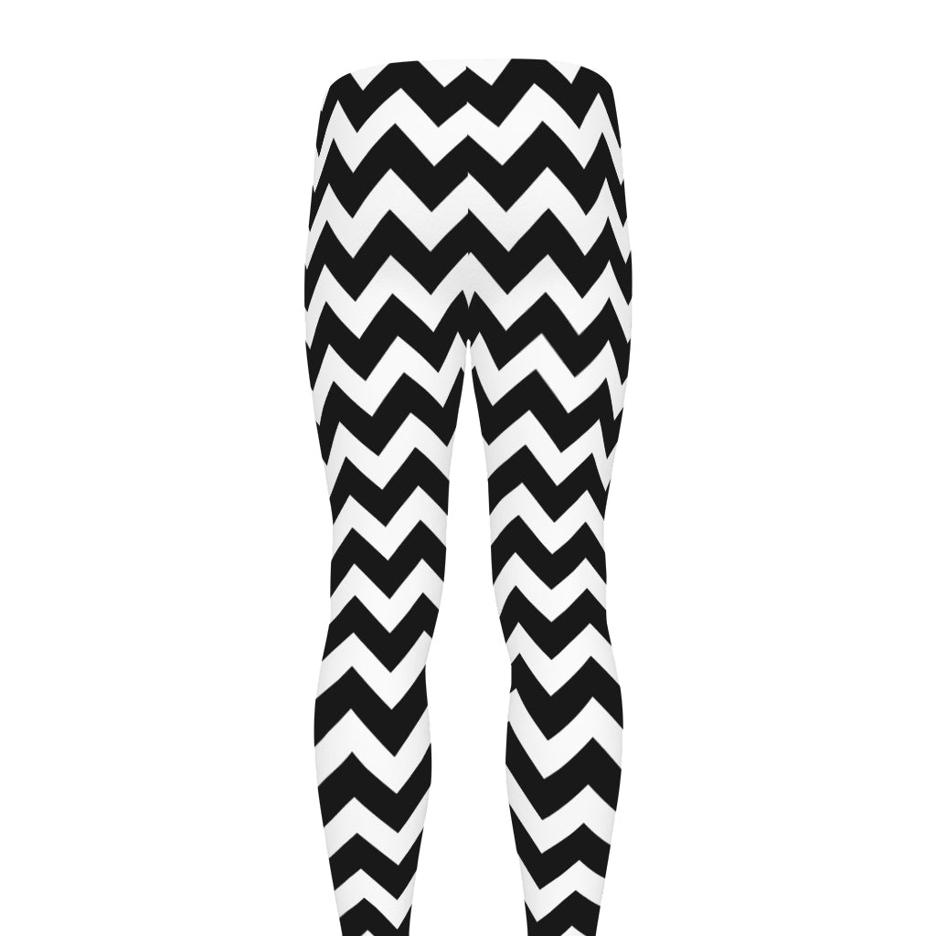 Black And White Chevron Pattern Print Men's leggings