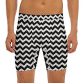 Black And White Chevron Pattern Print Men's Long Boxer Briefs