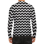 Black And White Chevron Pattern Print Men's Long Sleeve Rash Guard