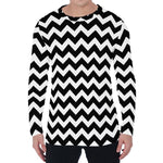 Black And White Chevron Pattern Print Men's Long Sleeve T-Shirt