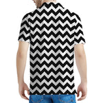 Black And White Chevron Pattern Print Men's Polo Shirt