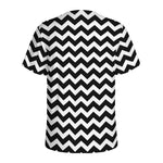Black And White Chevron Pattern Print Men's Sports T-Shirt