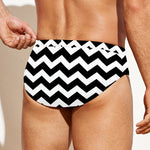 Black And White Chevron Pattern Print Men's Swim Briefs