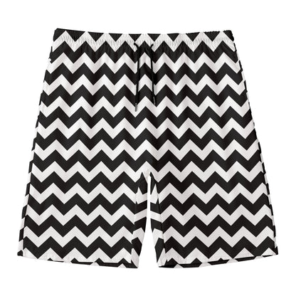Black And White Chevron Pattern Print Men's Swim Trunks