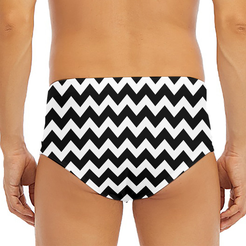 Black And White Chevron Pattern Print Men's Triangle Swim Briefs