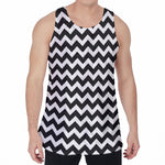 Black And White Chevron Pattern Print Men's Velvet Tank Top