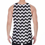 Black And White Chevron Pattern Print Men's Velvet Tank Top