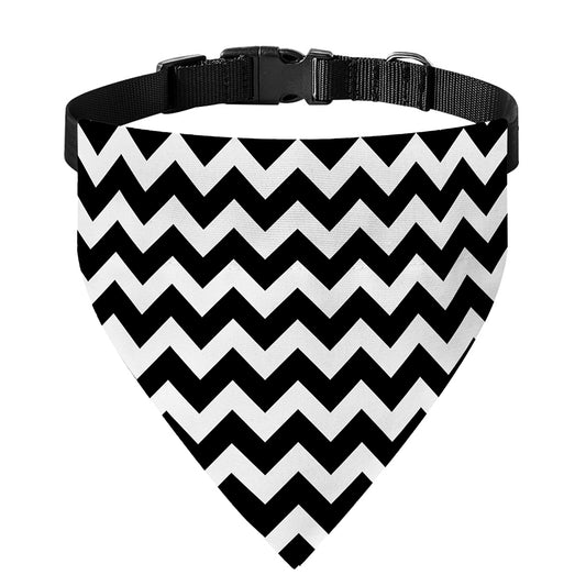 Black And White Chevron Pattern Print Over The Collar Dog Bandana