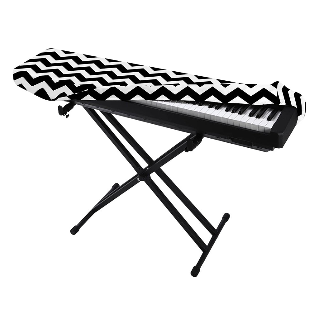 Black And White Chevron Pattern Print Piano Keyboard Cover