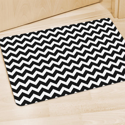 Black And White Chevron Pattern Print Polyester Doormat