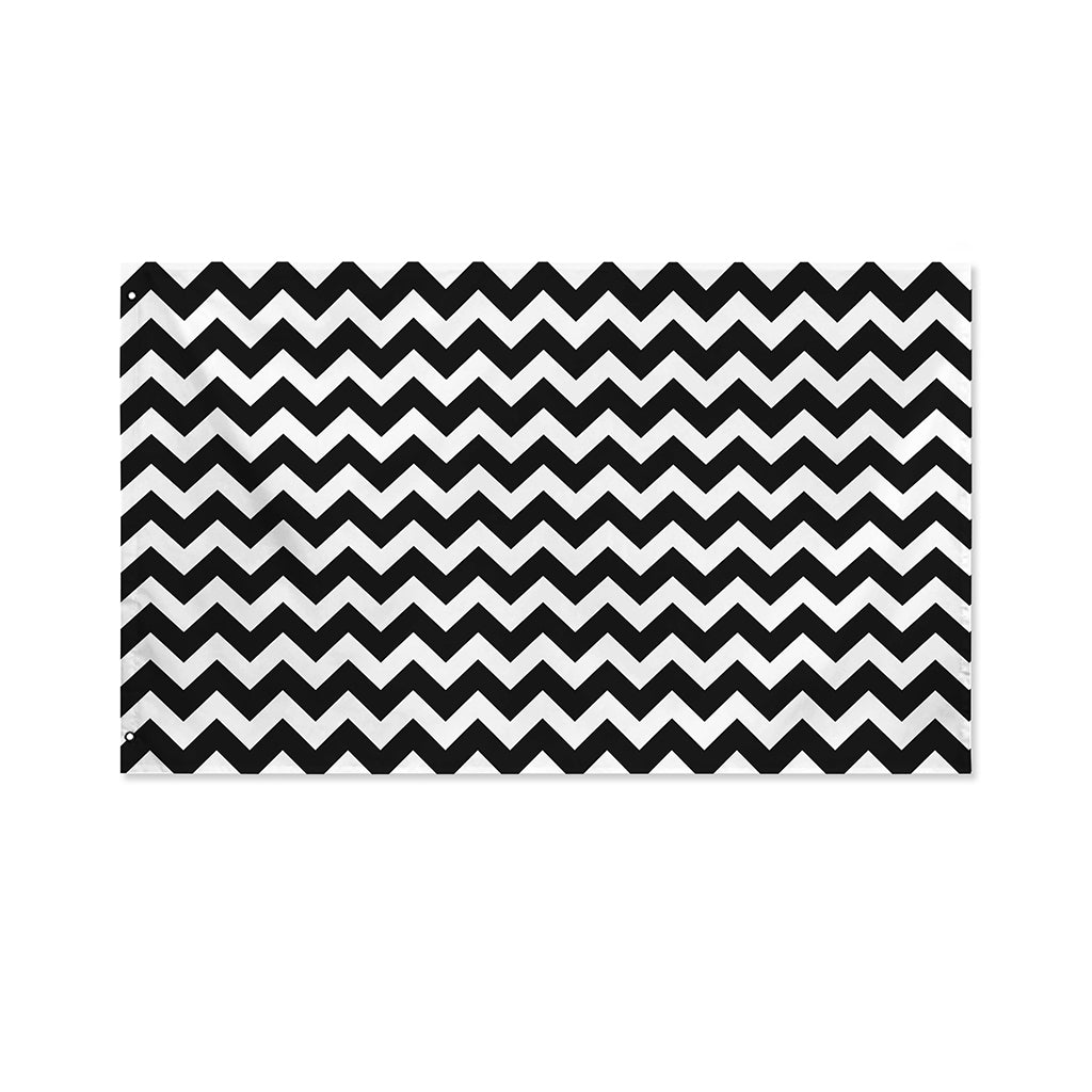 Black And White Chevron Pattern Print Polyester Flag