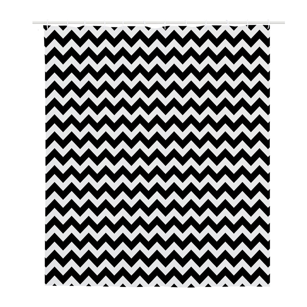 Black And White Chevron Pattern Print Polyester Shower Curtain