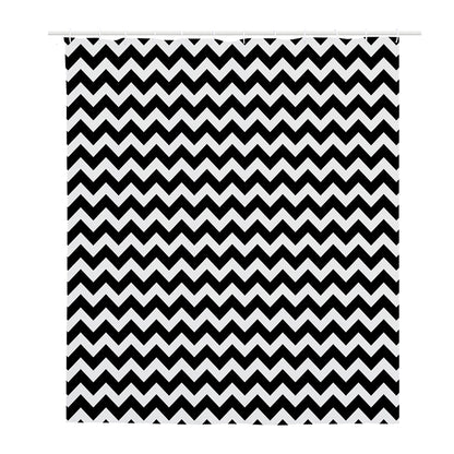Black And White Chevron Pattern Print Polyester Shower Curtain