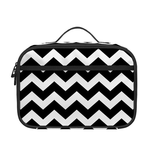 Black And White Chevron Pattern Print Portable Lunch Bag