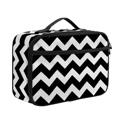 Black And White Chevron Pattern Print Portable Lunch Bag