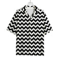 Black And White Chevron Pattern Print Rayon Hawaiian Shirt
