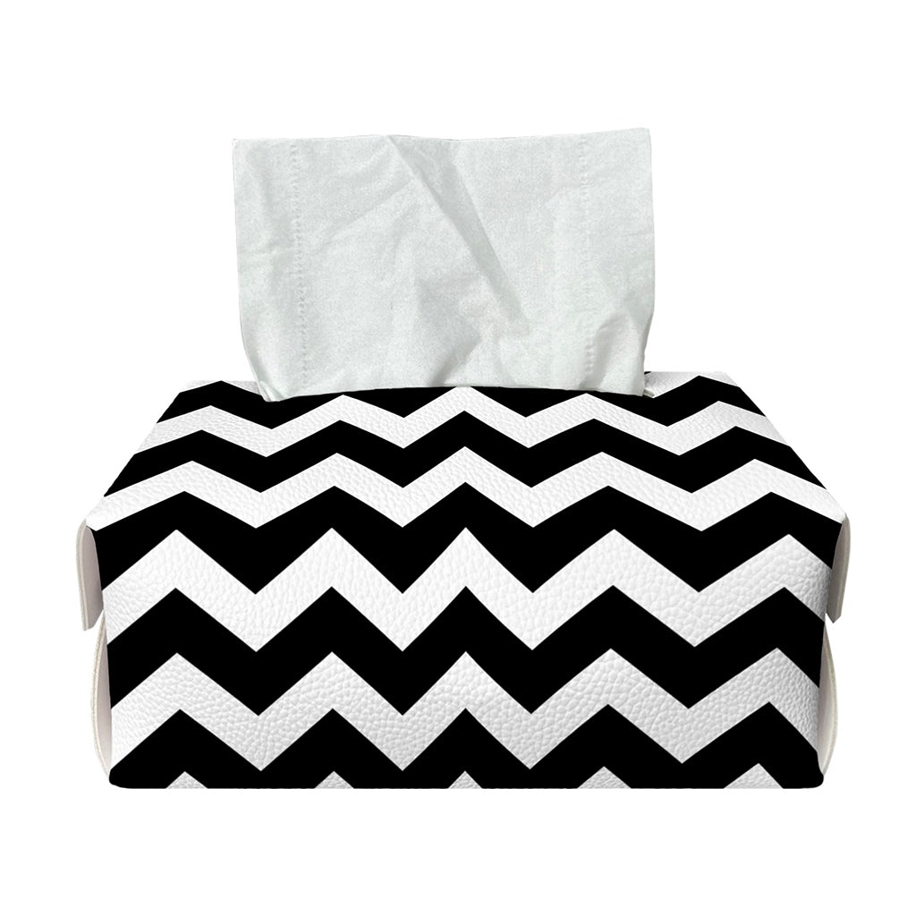 Black And White Chevron Pattern Print Rectangle Tissue Box Cover