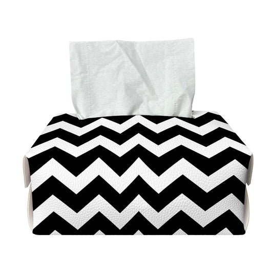 Black And White Chevron Pattern Print Rectangle Tissue Box Cover