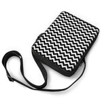 Black And White Chevron Pattern Print Rectangular Crossbody Bag