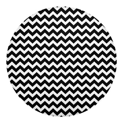 Black And White Chevron Pattern Print Round Blanket