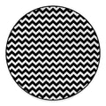 Black And White Chevron Pattern Print Round Floor Mat