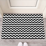 Black And White Chevron Pattern Print Rubber Doormat