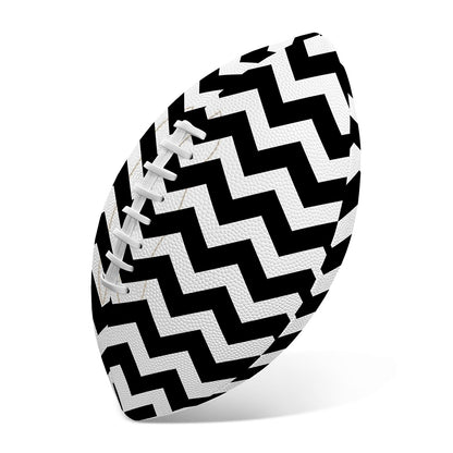 Black And White Chevron Pattern Print Rugby Ball