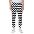 Black And White Chevron Pattern Print Joggers