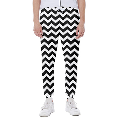 Black And White Chevron Pattern Print Scuba Joggers