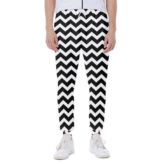 Black And White Chevron Pattern Print Scuba Joggers