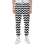 Black And White Chevron Pattern Print Scuba Joggers