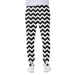 Black And White Chevron Pattern Print Scuba Joggers