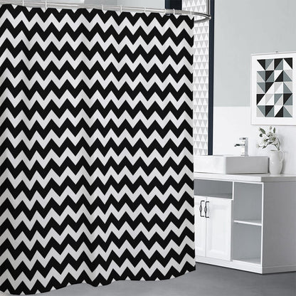 Black And White Chevron Pattern Print Shower Curtain