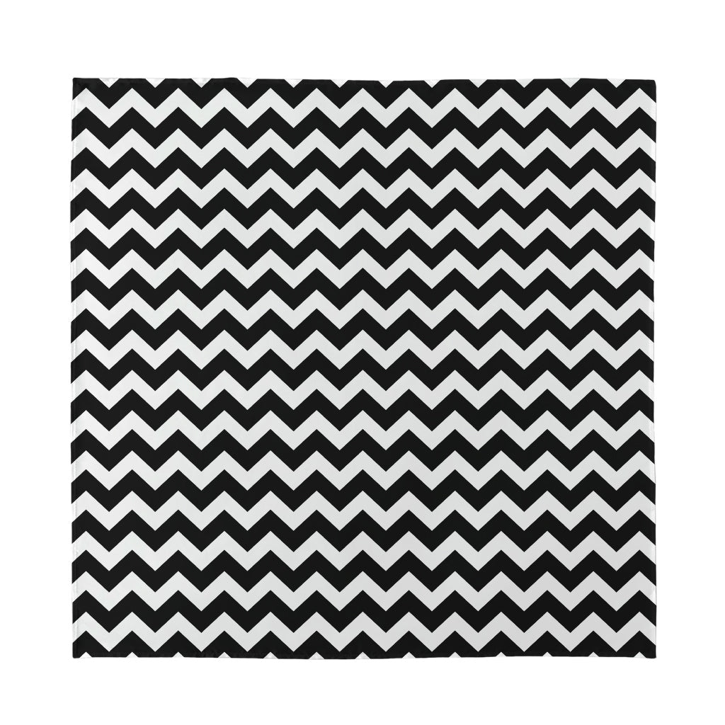 Black And White Chevron Pattern Print Silk Bandana