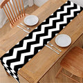 Black And White Chevron Pattern Print Table Runner