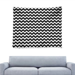 Black And White Chevron Pattern Print Tapestry