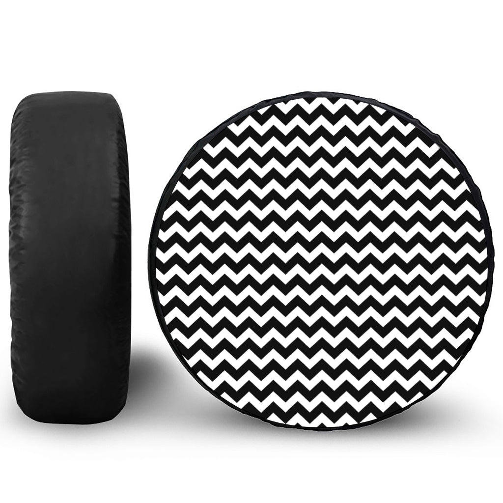 Black And White Chevron Pattern Print Tire Cover