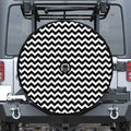 Black And White Chevron Pattern Print Tire Cover With Camera Hole