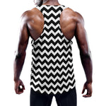 Black And White Chevron Pattern Print Training Tank Top