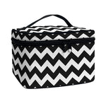 Black And White Chevron Pattern Print Travel Makeup Bag