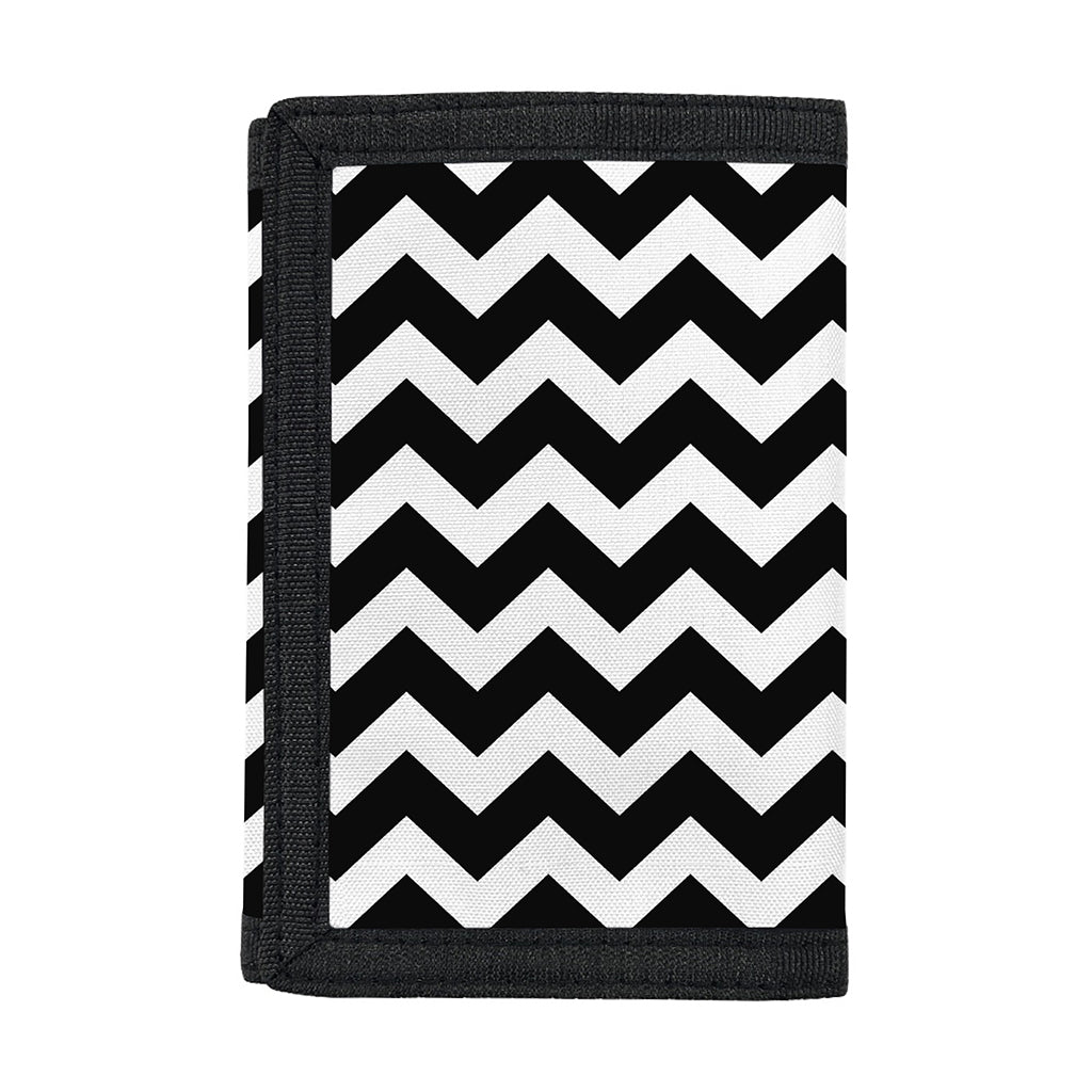 Black And White Chevron Pattern Print Trifold Wallet