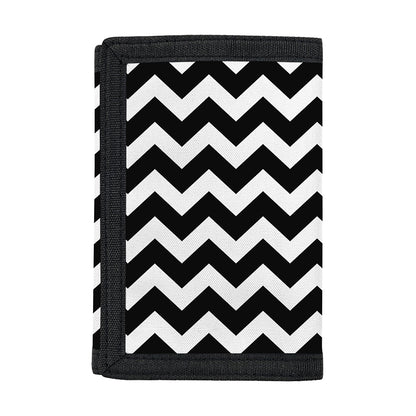 Black And White Chevron Pattern Print Trifold Wallet