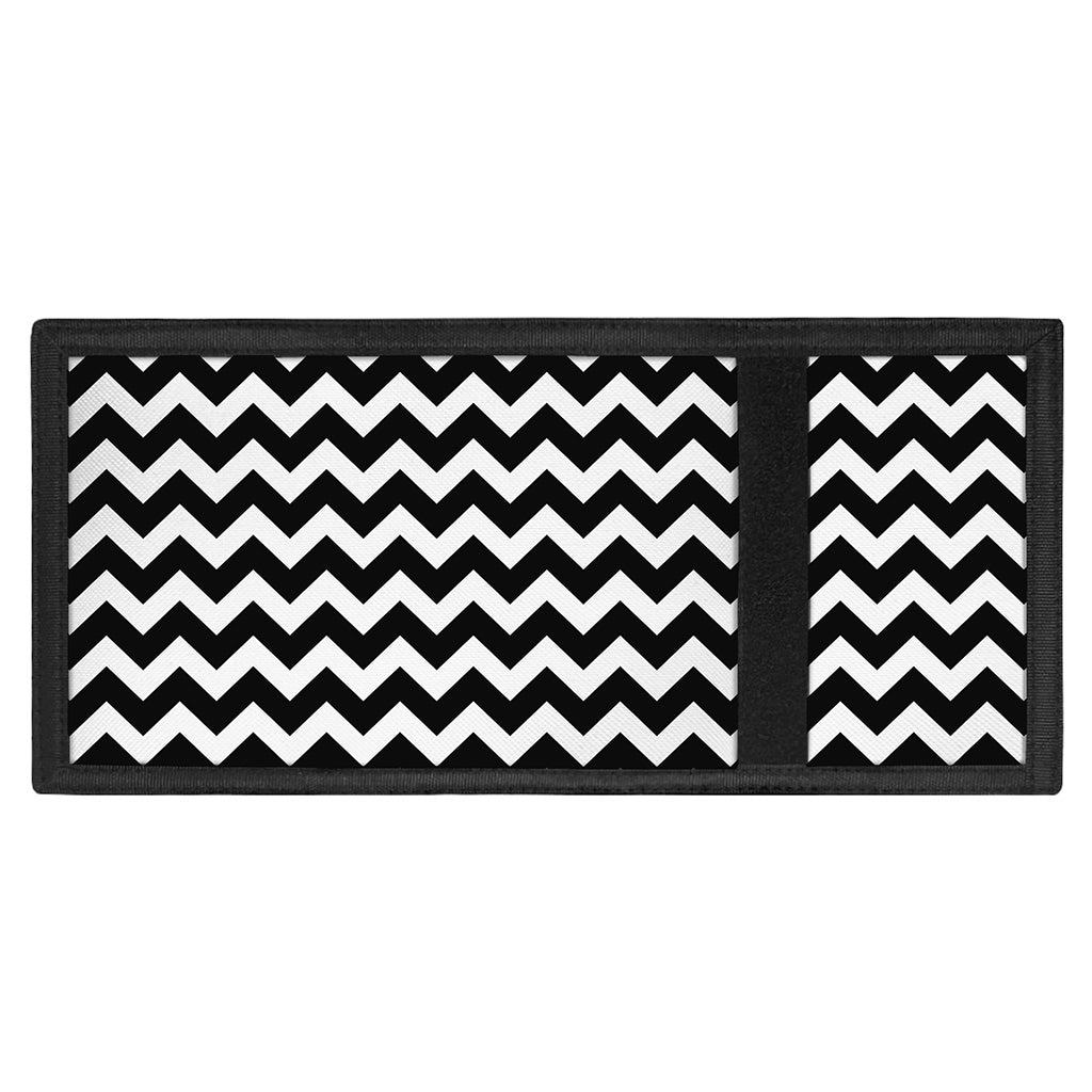 Black And White Chevron Pattern Print Trifold Wallet