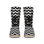 Black And White Chevron Pattern Print Winter Boots