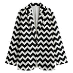Black And White Chevron Pattern Print Women's Blazer