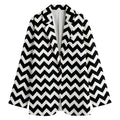 Black And White Chevron Pattern Print Women's Cotton Blazer