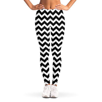 Black And White Chevron Pattern Print Women's Leggings