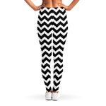 Black And White Chevron Pattern Print Women's Leggings