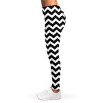Black And White Chevron Pattern Print Women's Leggings